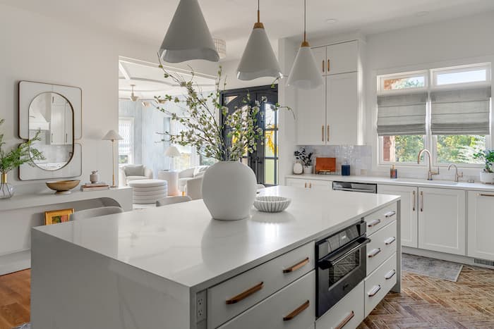 Motorized Knife Pleat Roman Shades Lafayette Kitchen
