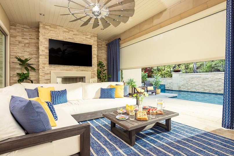 Exterior Solar Shade Rug Pillow Drapery
