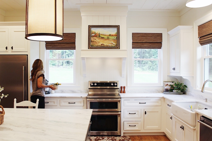 woven wood shades kitchen farmhouse