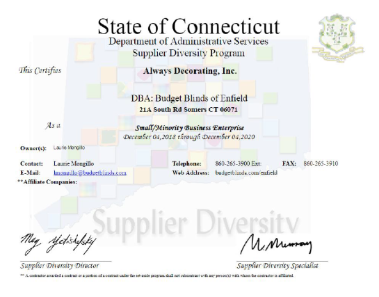 Minority Certificate