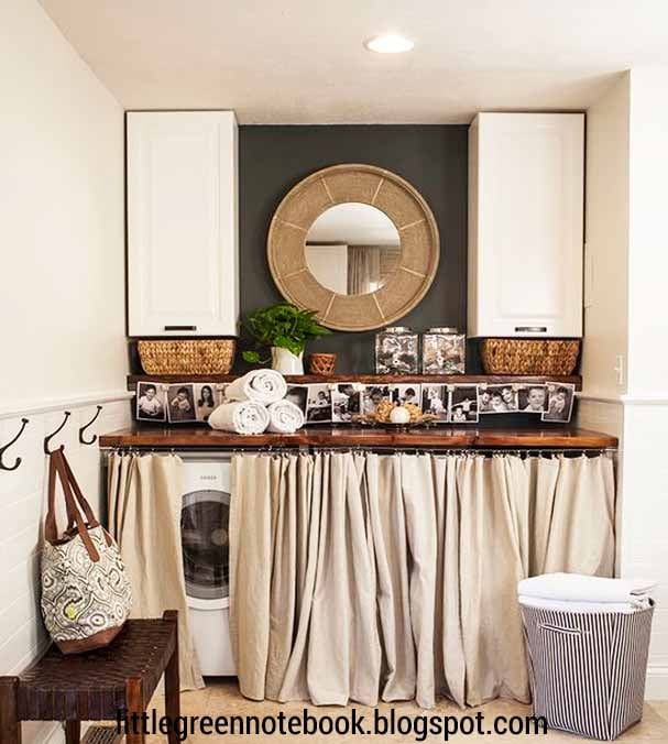 Laundry Room Curtains Cover up cleaning supplies and detergents