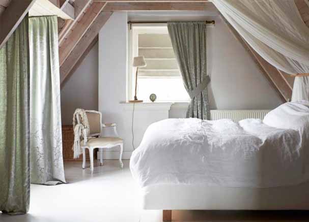 Create Drama, Function and Beauty With Luxuriously Draped Fabric Bedroom Drapes