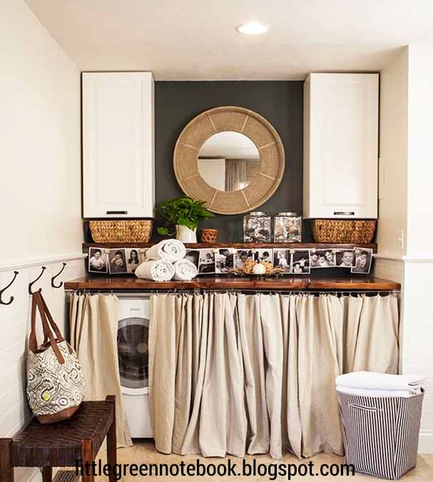 Laundry Room Curtains Cover up cleaning supplies and detergents
