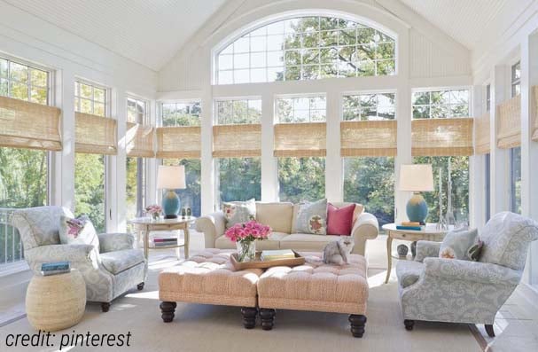 The Best Window Coverings for a Sunroom WOVEN SHADES