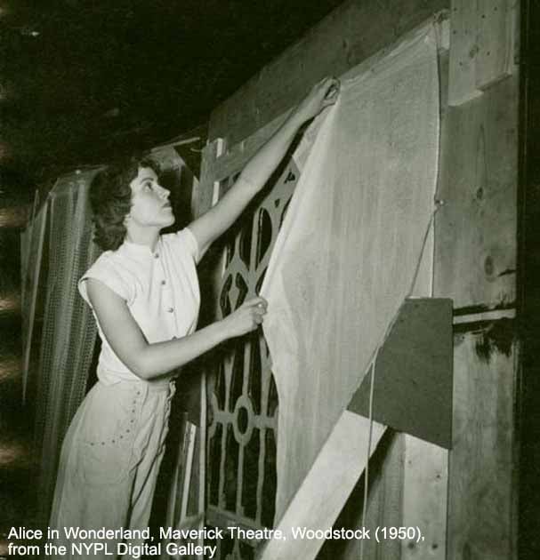 The History Of Curtains And Drapes Alice in Wonderland, Maverick Theatre, Woodstock (1950), from the NYPL Digital Gallery