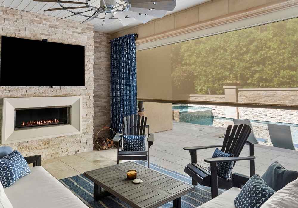Outdoor Solar Shade on a Covered Patio
