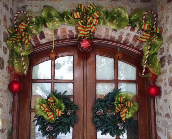 ribbon wreaths window