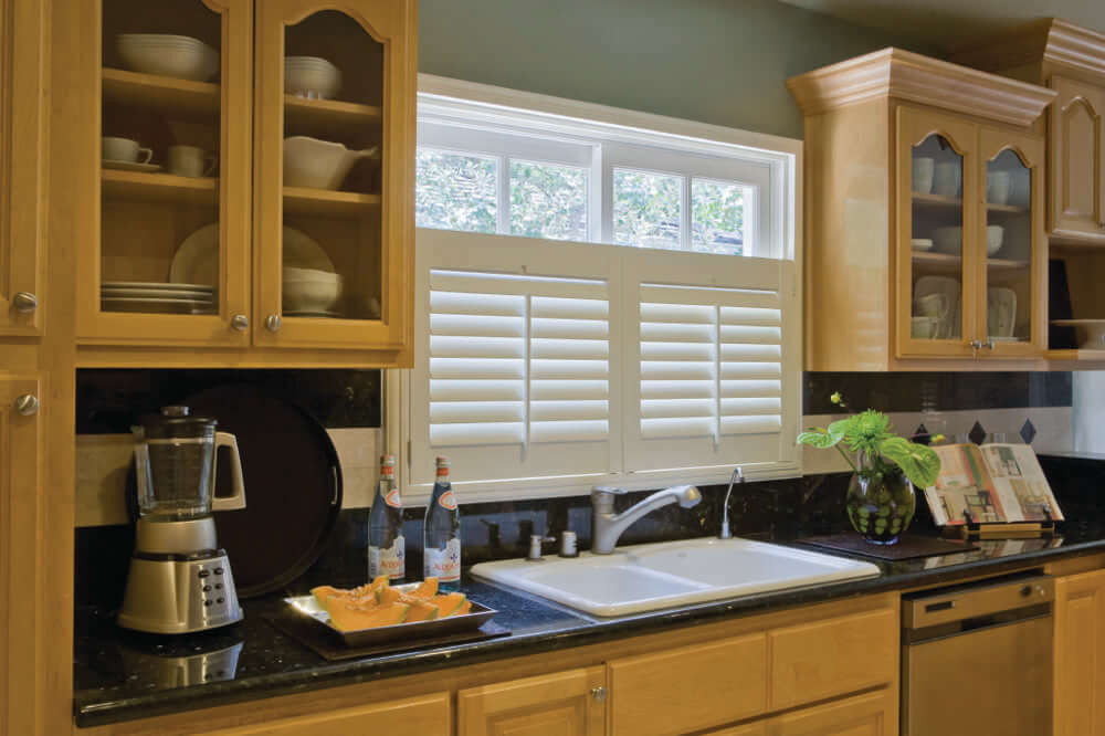 White Cafe Shutters in Kitchen 