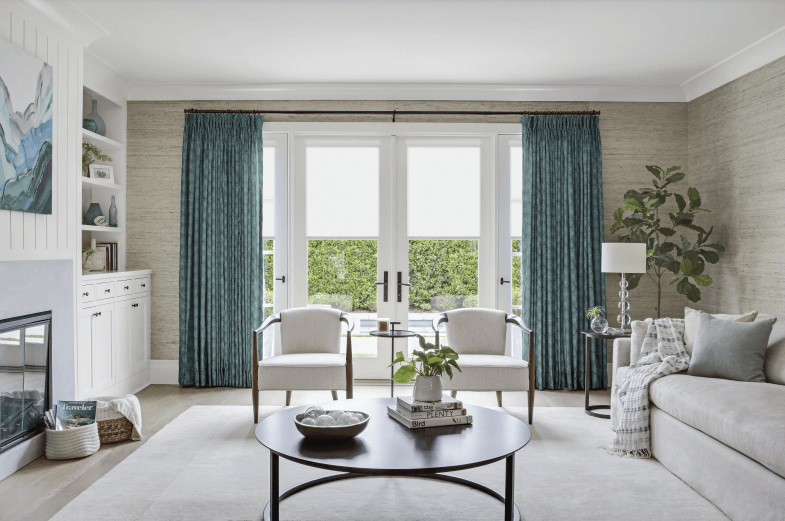 layered drapes living room