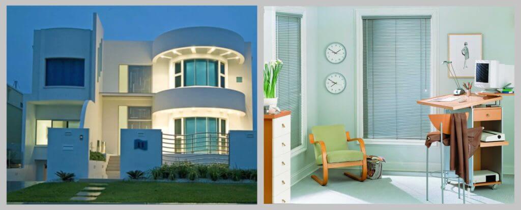 modern home with window treatment