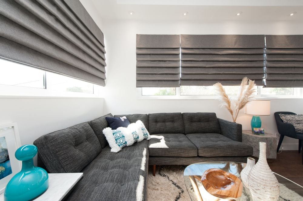 roman shades in living room