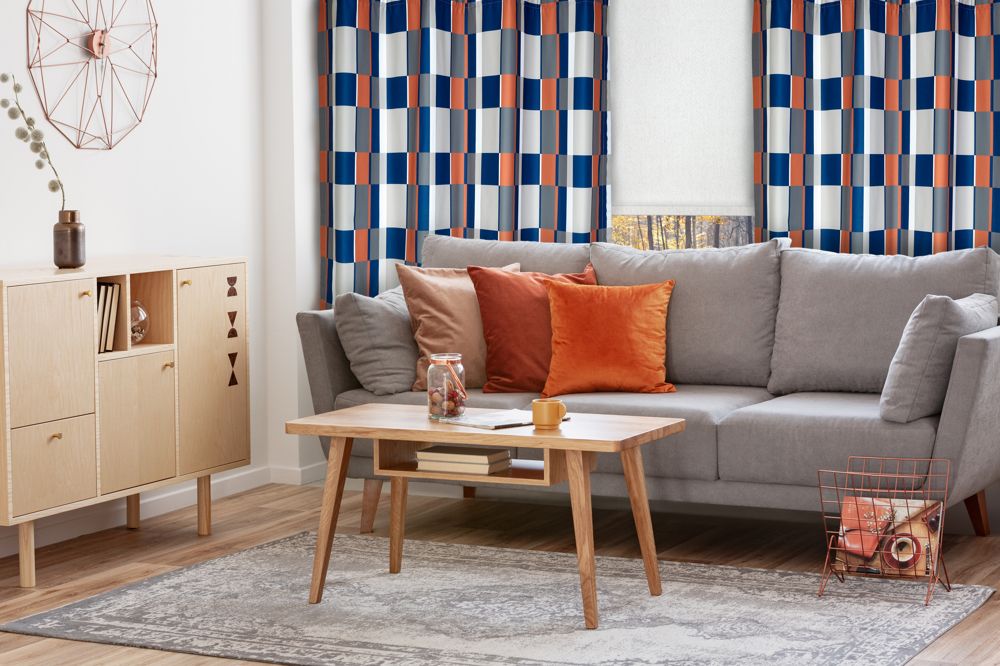 Checkered Drapery Living Room Inspired Shades