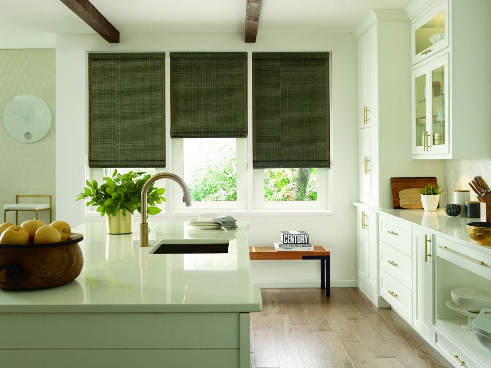 Woven Wood Shades in Kitchen 