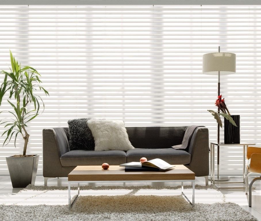 sitting room with shades