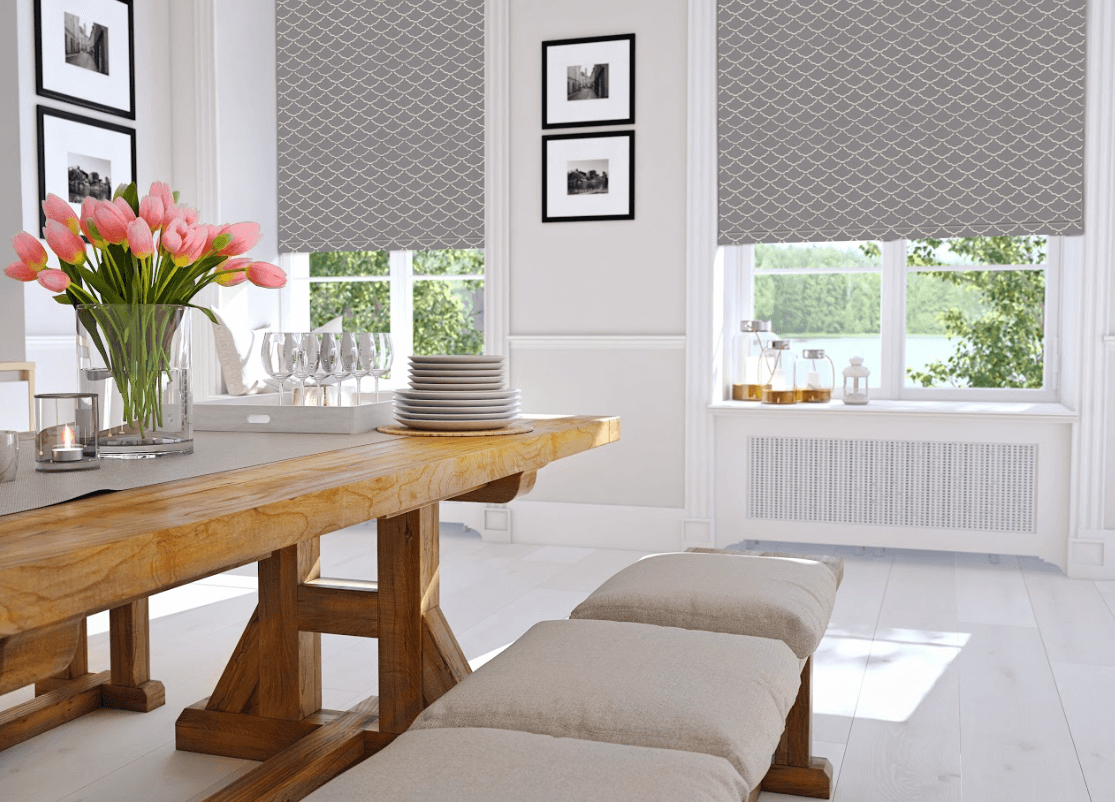 patterned dining room roller shades
