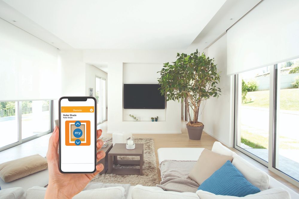 Motorized Shades in Living Room