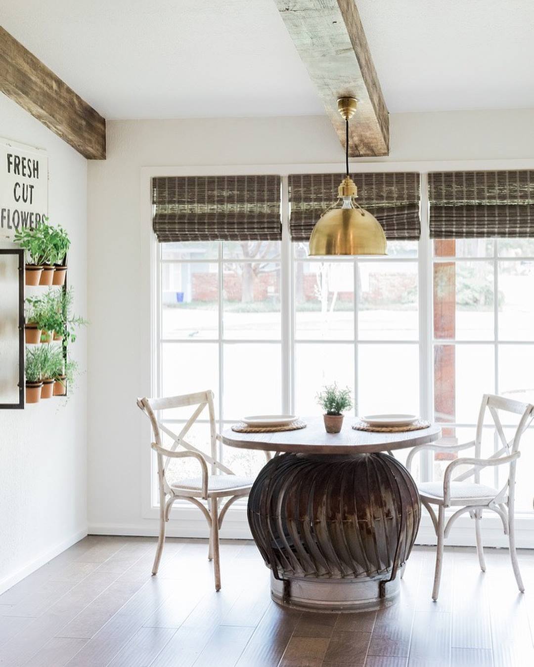 Woven Shades in Dining Area