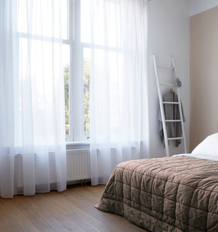 white bedroom window treatments