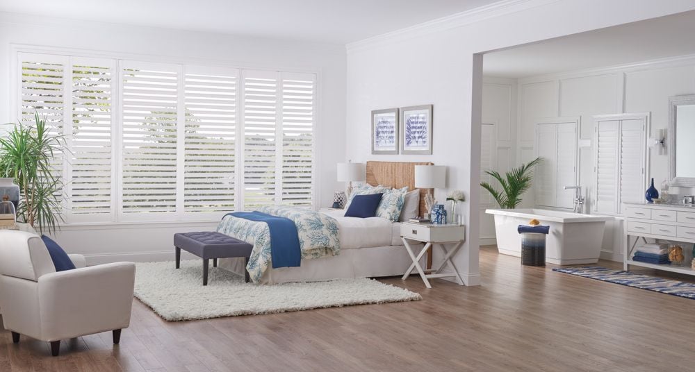 Wood Shutters in Bedroom