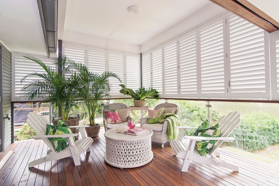 Aluminum Shutters on Patio