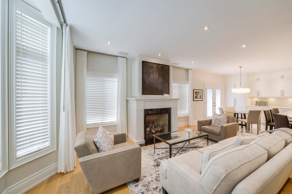 Wood Blinds in Living Room 