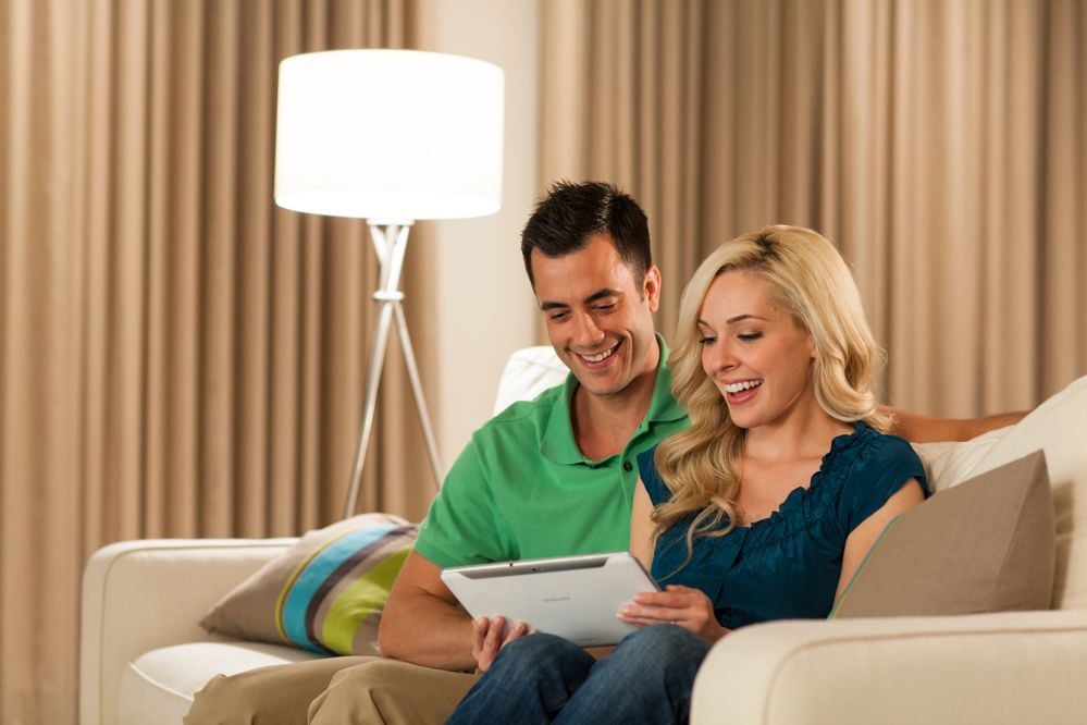 Motorized Drapes in Living Room