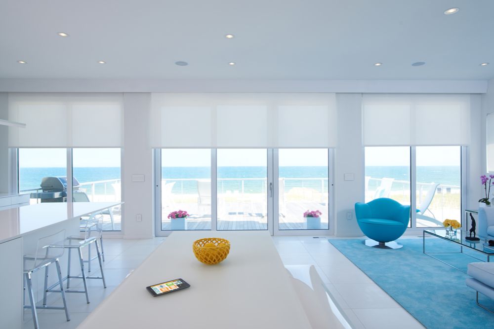 Motorized Shades in Living Room