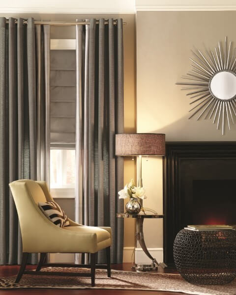gray indoor drapery