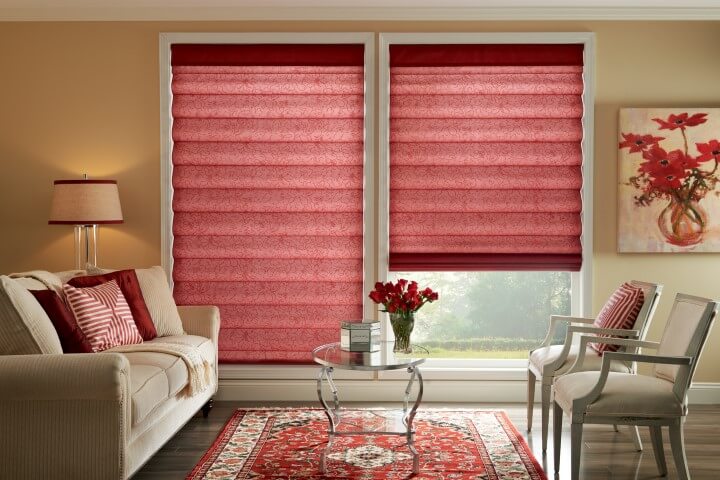 red roman shades