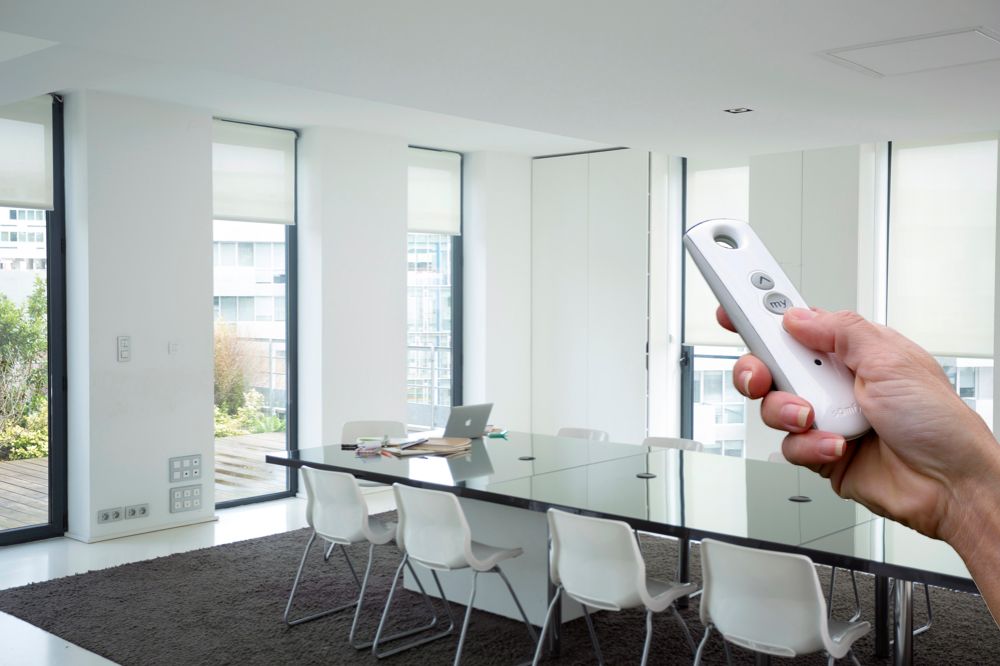 Motorized Roller Shades in Office