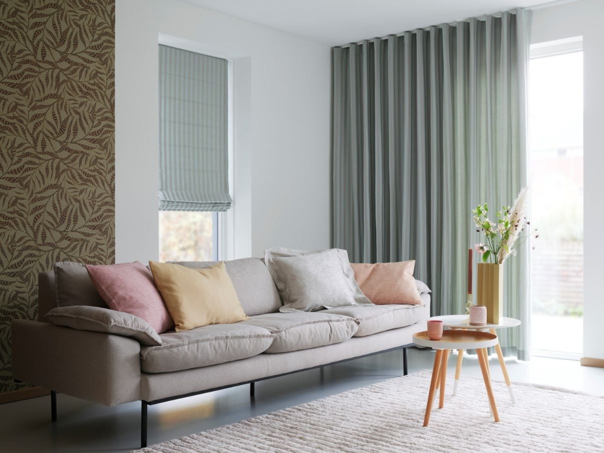 Roman Shade Drapery Living Room Vadain 3