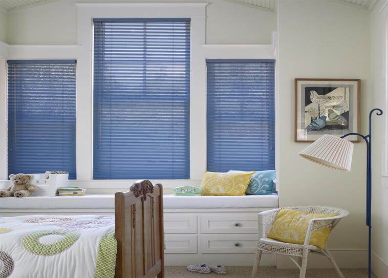 blue mini bedroom blinds