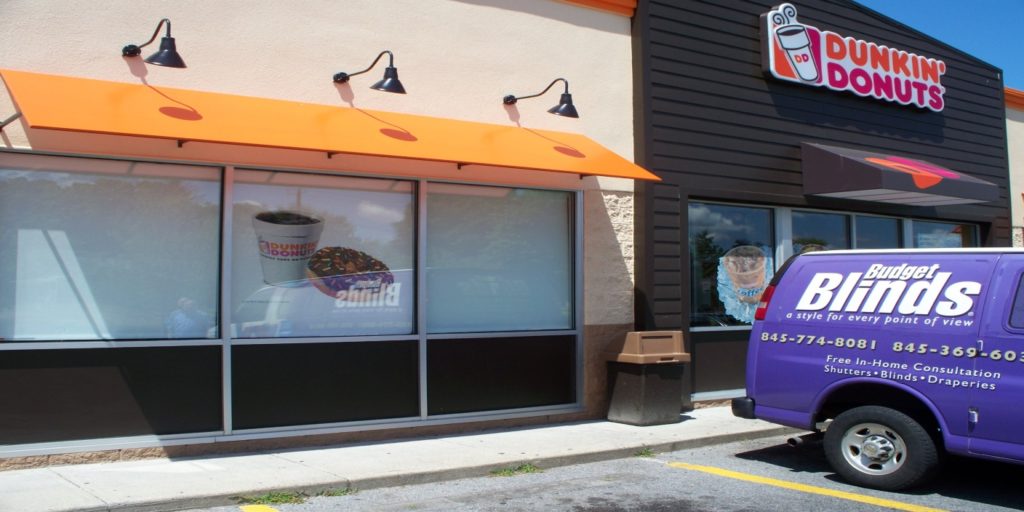 dunkin donuts window treatment