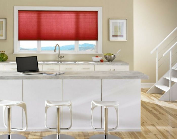 red kitchen cellular shades