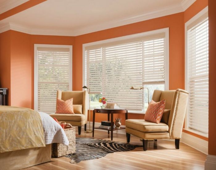 white wood blinds