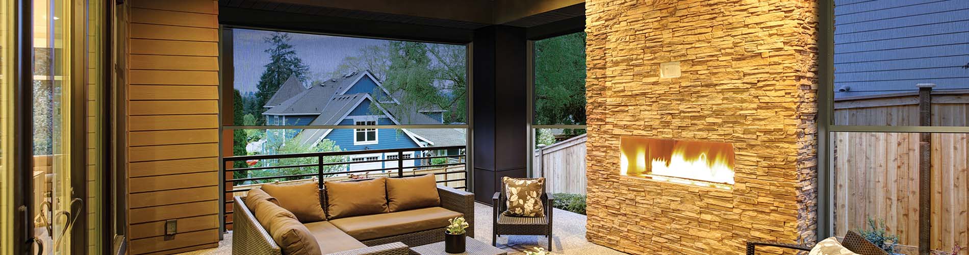 exterior shades in cozy patio