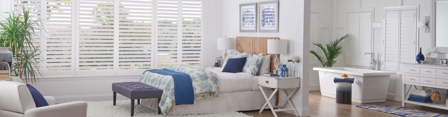 wood shutters in bedroom