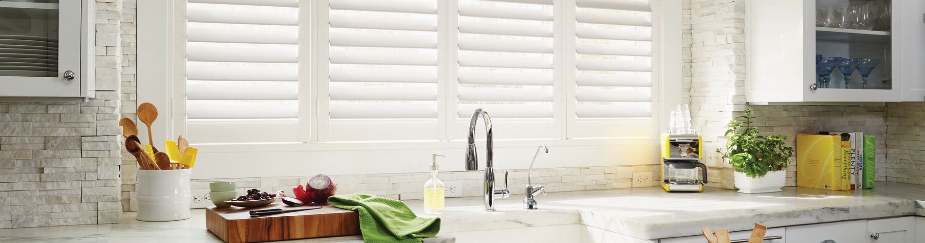 wood shutters in kitchen 