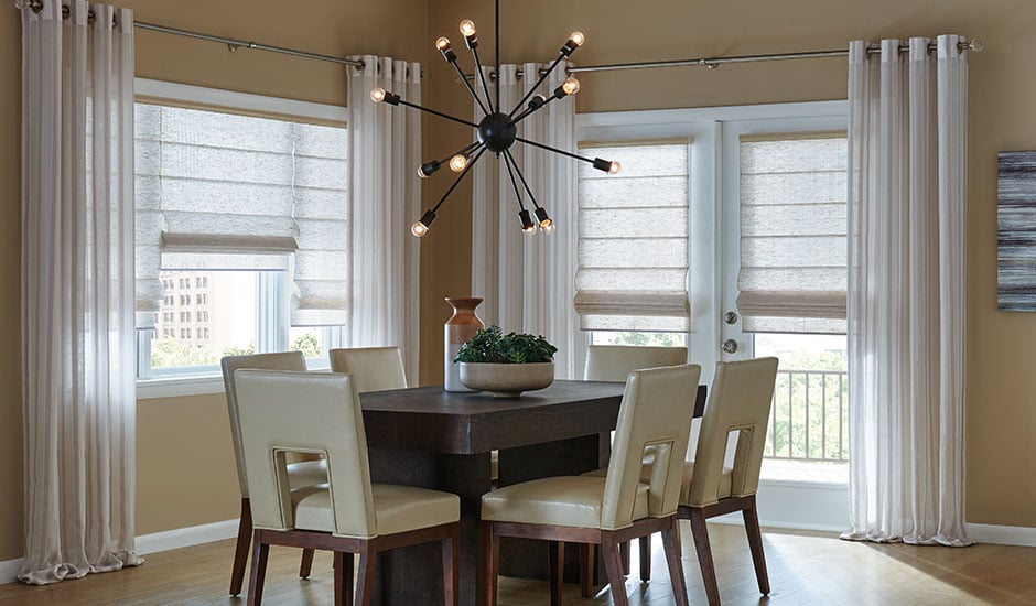 White-roman-shades-mid-century-modern