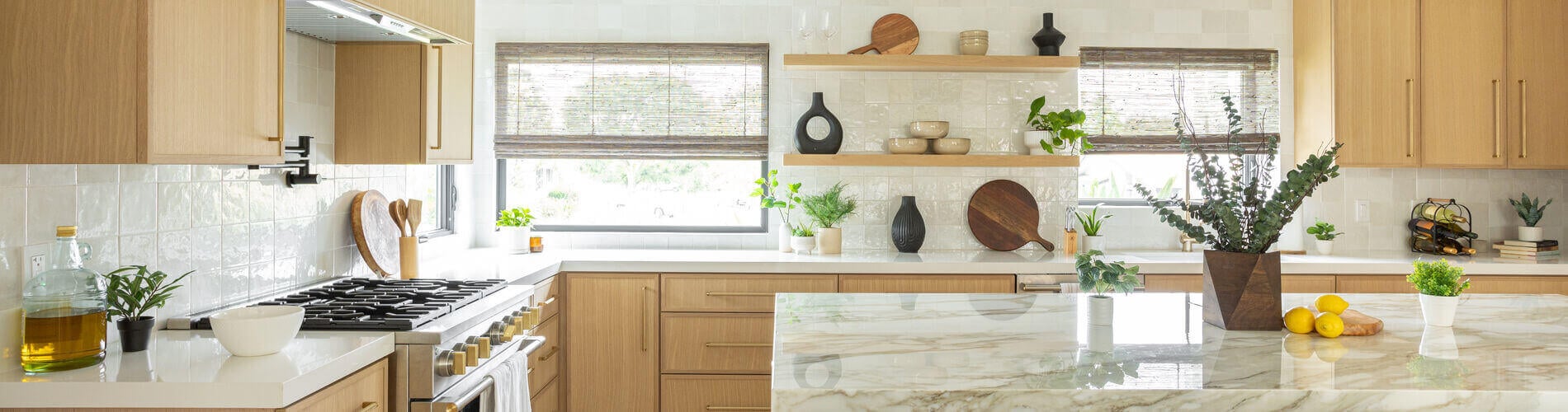 eco-friendly woven shades in kitchen