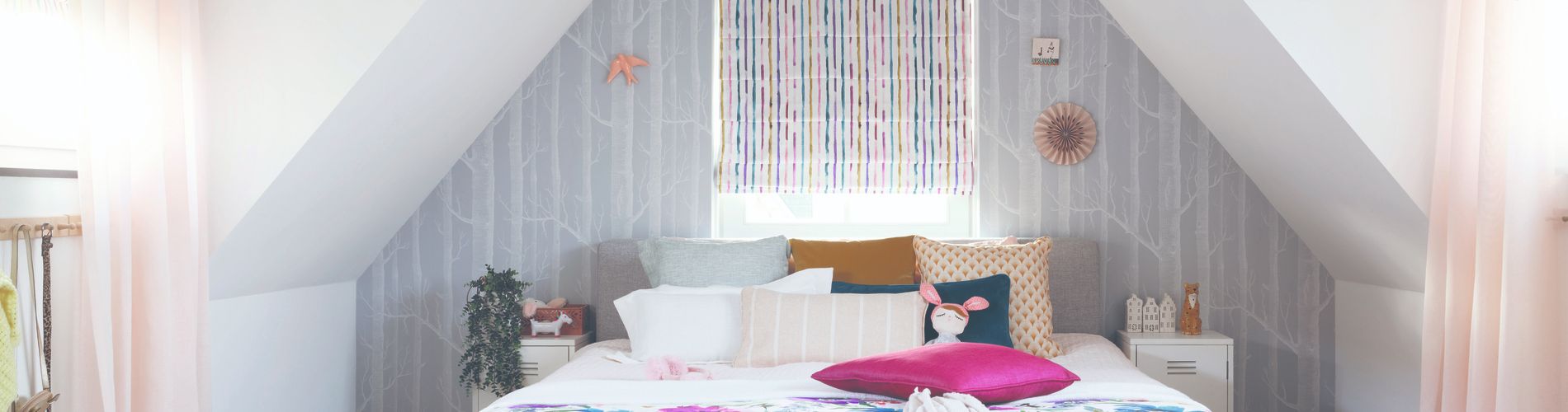 roman shades in bedroom